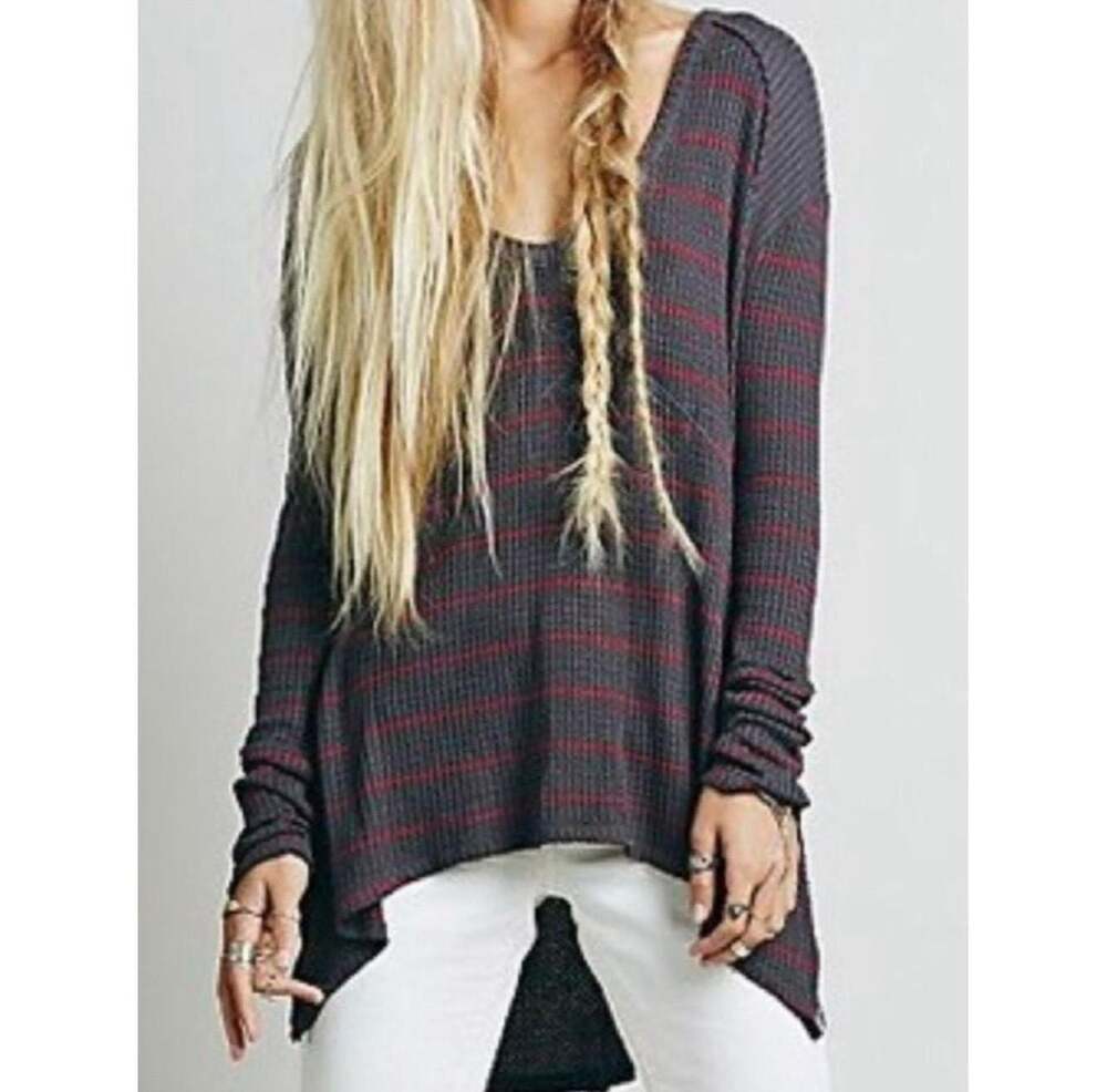 Free People Sunset Park Drippy Thermal Waffle Knit Tunic
